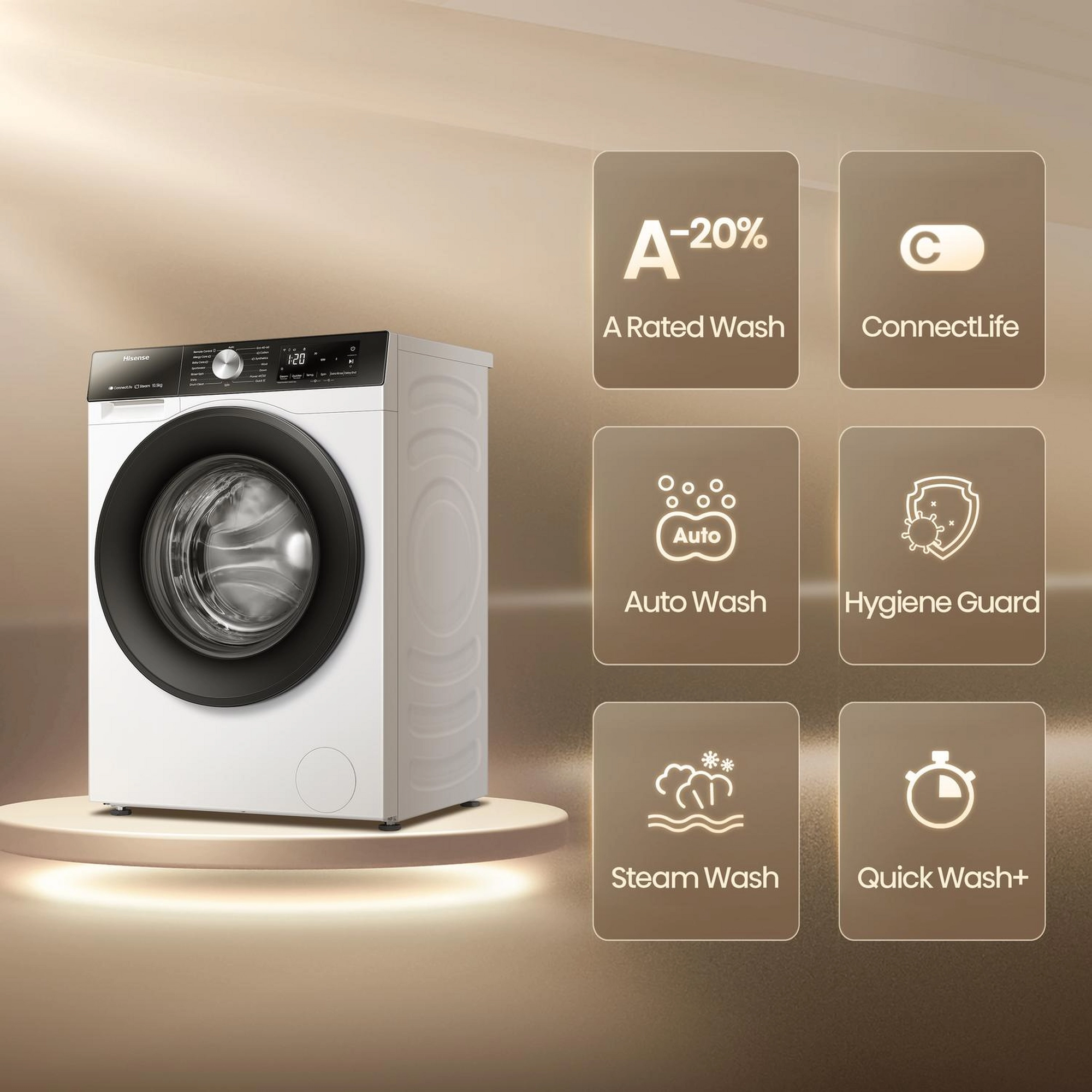 HISENSE WF3S1043BW3 10.5KG 1400 Spin washing machine - Image 3
